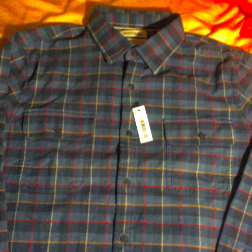 BNWT MENS FLANNEL BLUE/ RED SZ.MED BY GOOD THREADS BEAUTIFUL SOLID POCKETS